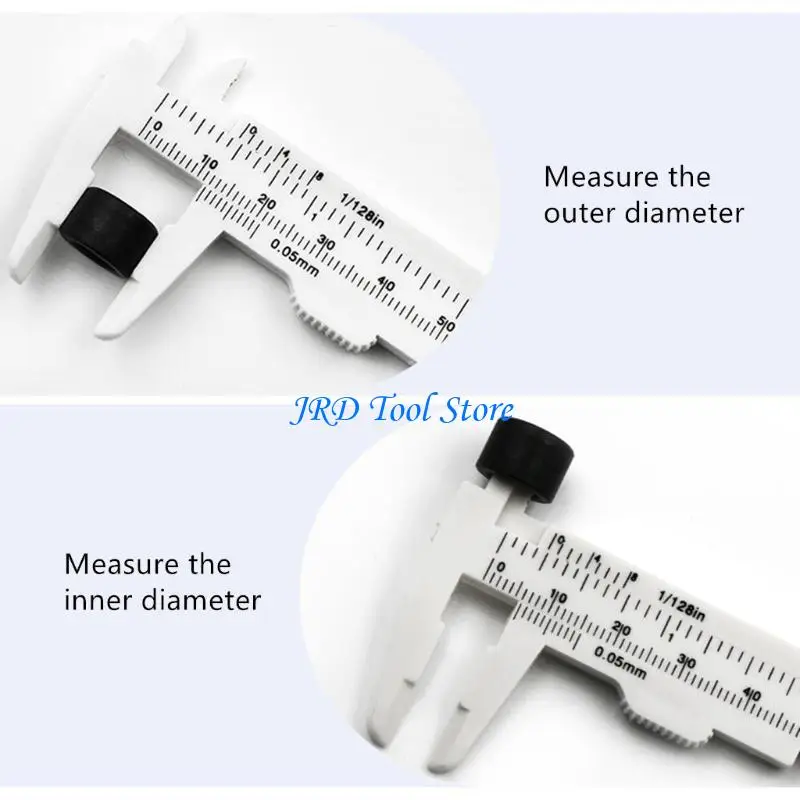A2UD 4PCS 80 mm 미니 플라스틱 캘리퍼 버니어 캘리퍼 캘리퍼 이중 스케일 슬라이딩 게이지 측정 도구 학생 사무실 사용