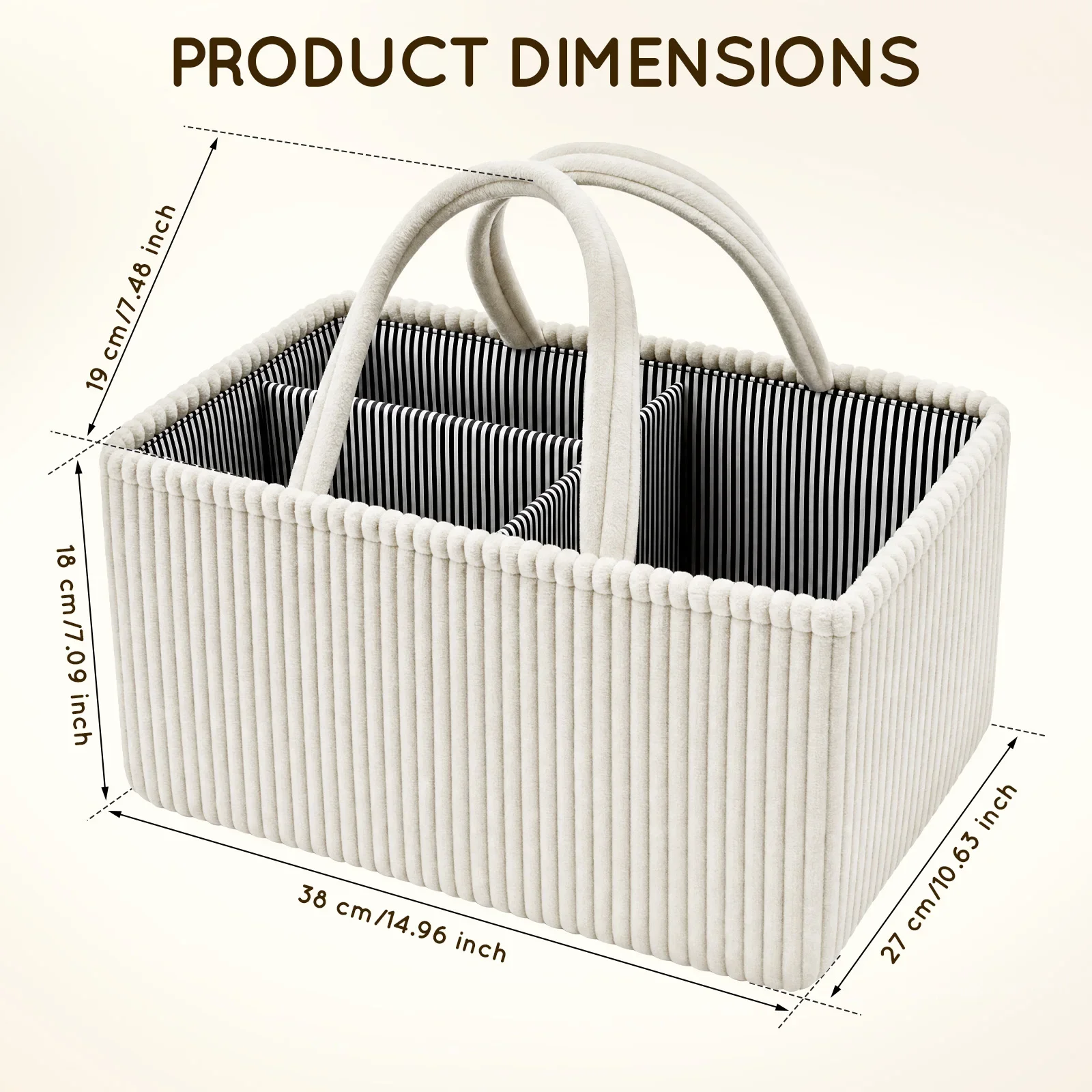 Baby Diaper Caddy Organizer Foldable Diaper Changing Storage Mommy Bag with Handle Baby Products Organizer Basket - view 6