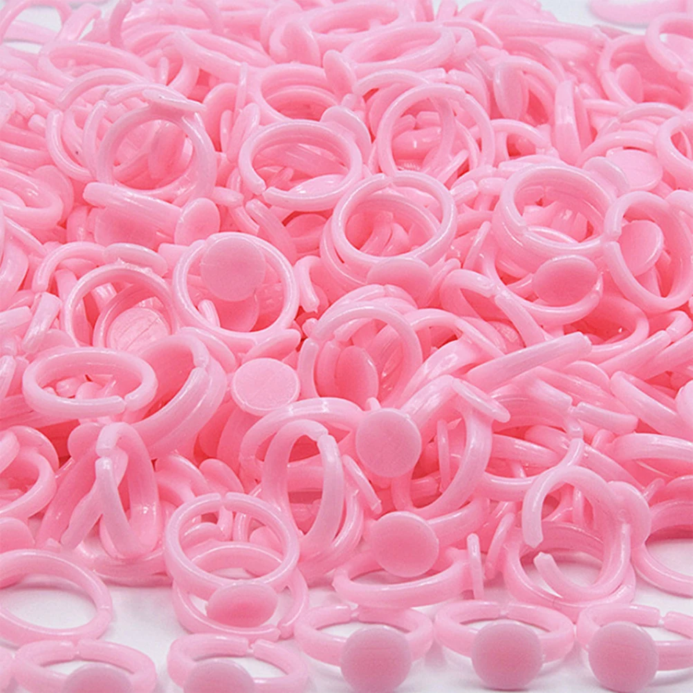

100pcs Ring Bases Adjustable Children's Plastic Ring Holder Round Bezel Ring Tray Handmade DIY Jewelry Accessories Cartoon Ring