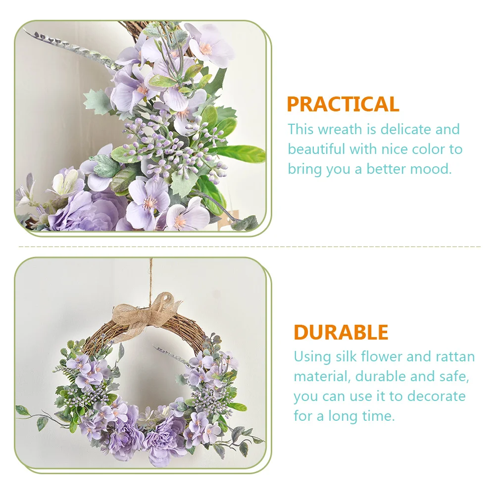 

Silk Flower Wreath Decorative Rattan Material Lightweight Portable Valentine Party Door Decor Indoor Outdoor Use