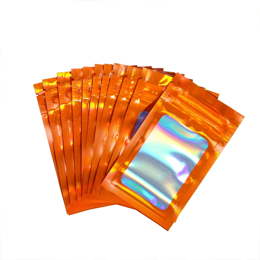 50 sztuk/partia 6 kolorów zagęścić torby Ziplock holograficzny laserowy kolorowy plastikowy pokrowiec na DIY biżuteria detaliczna etui do przechowywania torba z zamkiem błyskawicznym