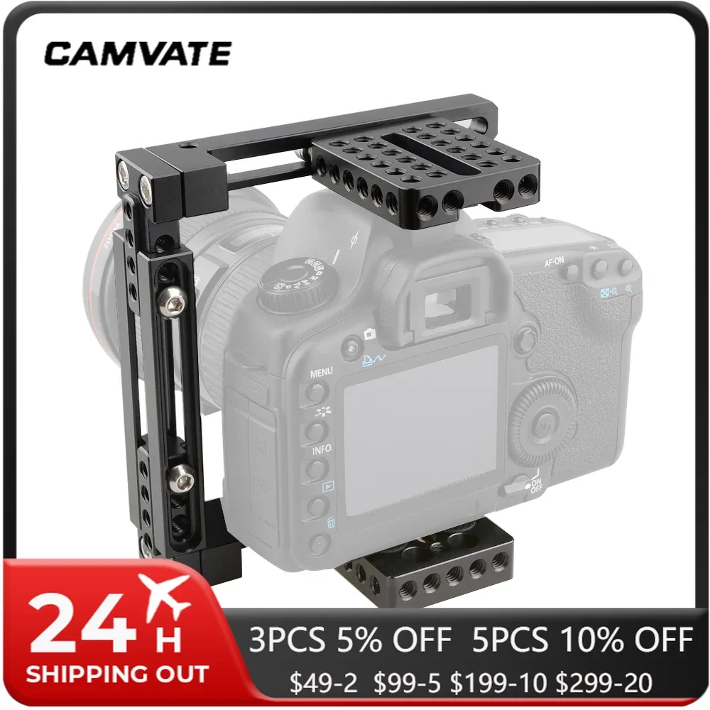 CAMVATE Camera Cage Rig For Canon 60D/70D/80D/5D MarkII 5D MarkIII/5DS/5DSR/Nikon D3200/D3300/D610/DF/a58/A99/a7/a7II / GH5/GH4