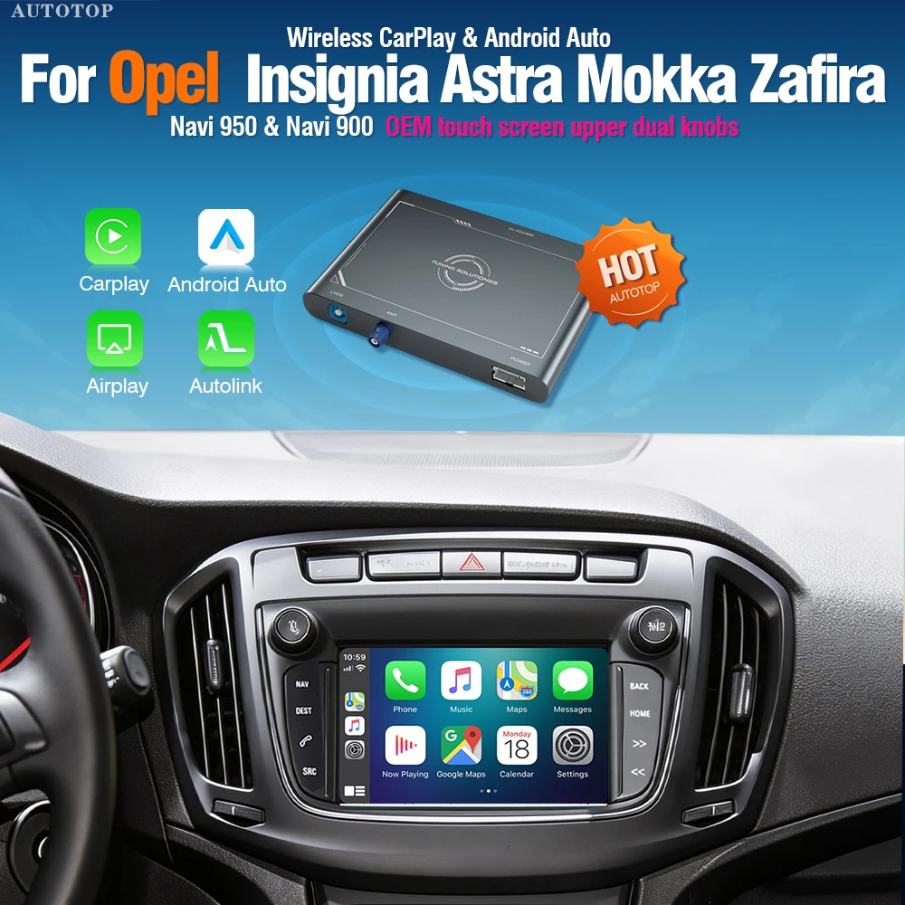 AUTOTOP CarPlay Android Auto Decoder für Opel Touchscreen NAVI900 Navi950 Insignia Astra Mokka Zafira Airplay BT Navi Kamera