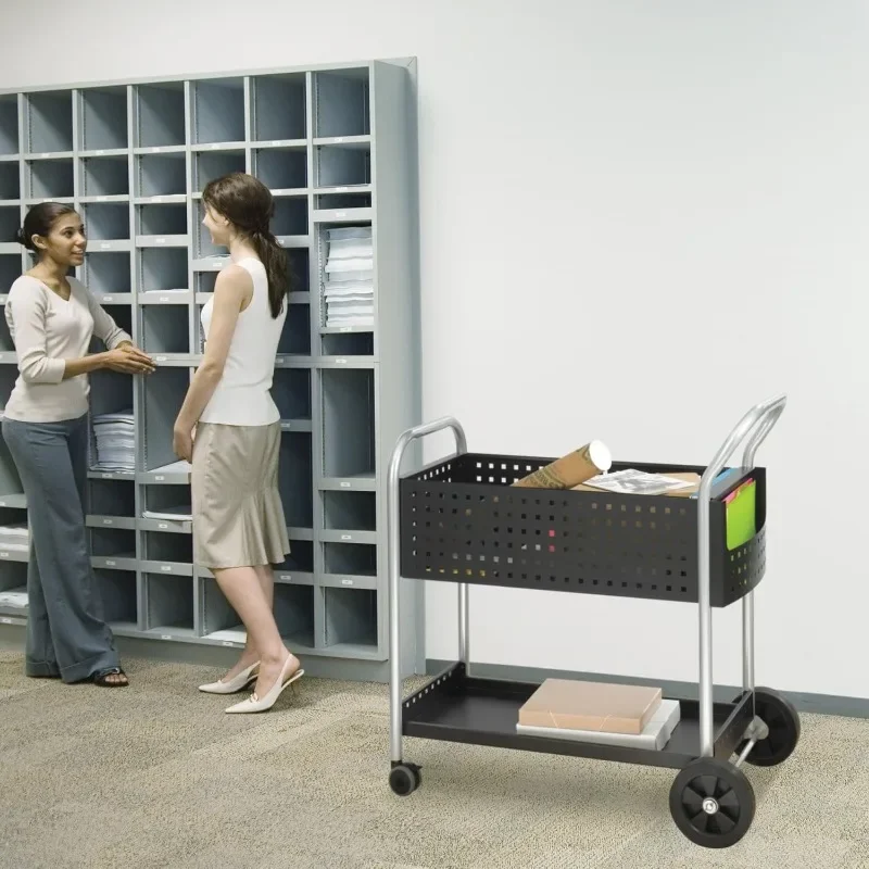 Products Scoot Mail Cart: Durable Steel Design Holds up to 75 Legal-Sized Folders, Swivel Wheels, Silver Accents