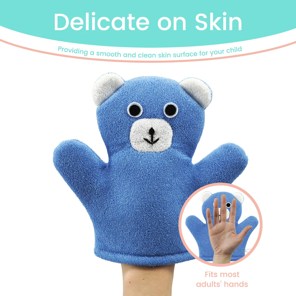 Non-Slip Easy Grip Baby Bath Glove - Cute Animal Shape Toddler Shower Sponge with Hook (Quick Dry) for Delicate Skin