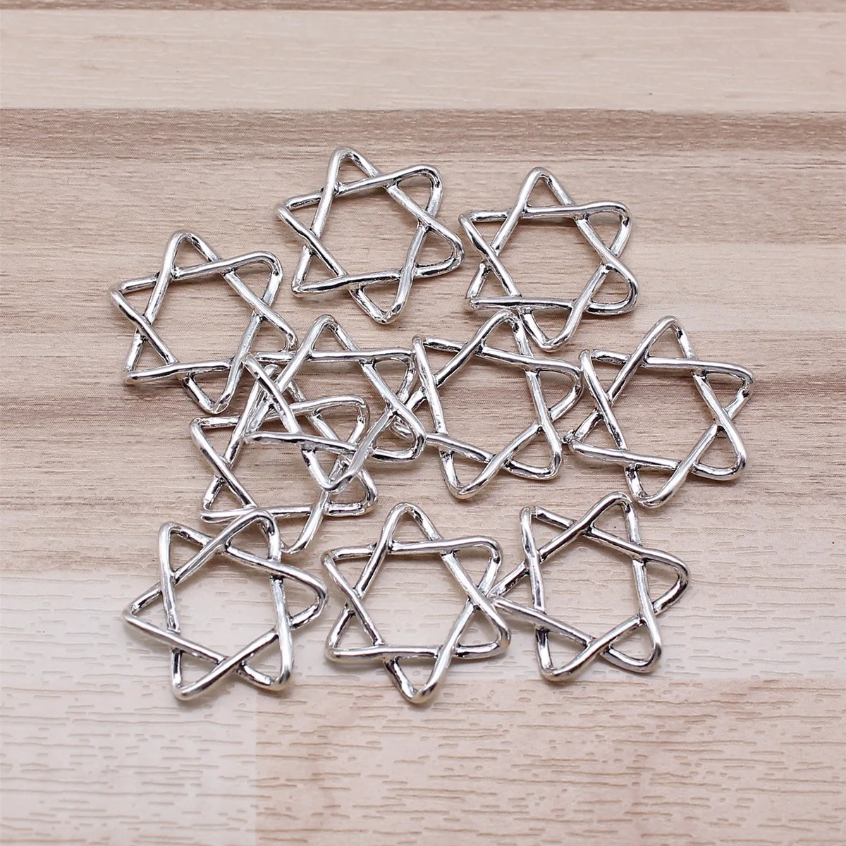 IFOCUS 10pcs/Lot Star Of David Charms For DIY Jewelry Making Zinc Alloy 20x18mm/0.79x0.71inch