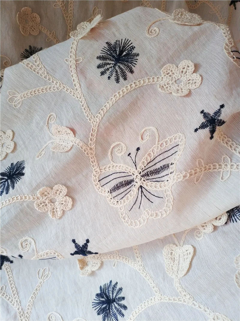 

Latest 3D butterfly flower lace cotton embroidered full coverage floral lace fabric is used for women's dress and shirt fabric