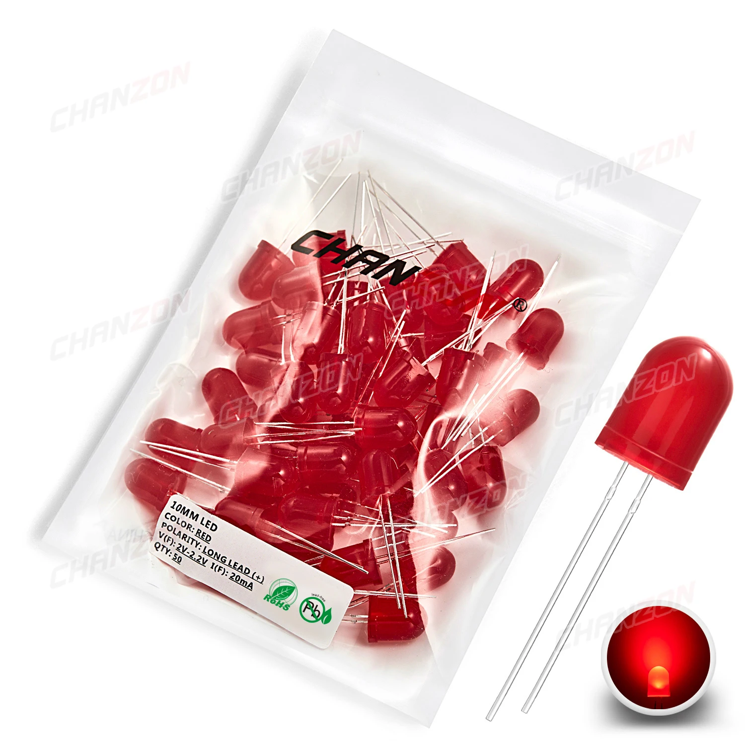50pcs 10mm LED Emitting Diode Micro Indicator White Red Green Blue Yellow 3V DIY PCB Circuit Transparent Diffused Arduino Bulb