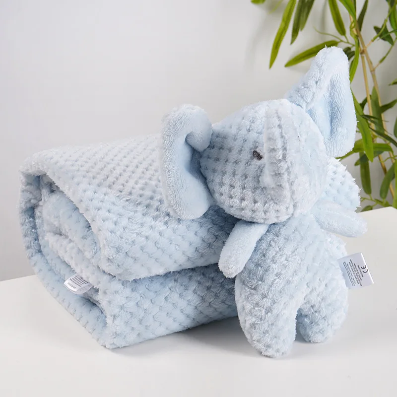 2pc/set Cartoon Baby Blanket with Soother Plush Dolls Flannel Skin-friendly Bedding Sleeping Blanket Comfortable Nap Cover