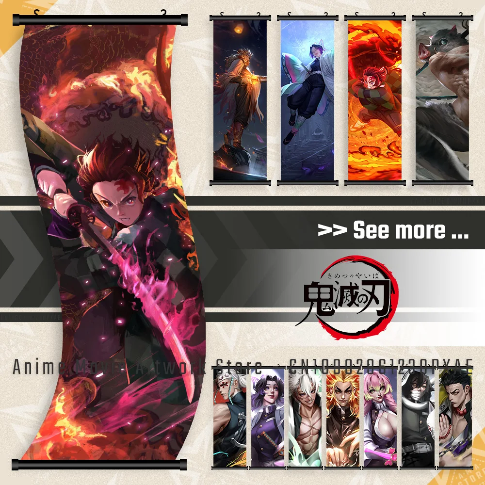 

Demon Slayer Canvas Print Scrolls Picture Kamado Tanjirou Wall Artwork Hanging Painting Japanese Anime HD Poster Home Decoration