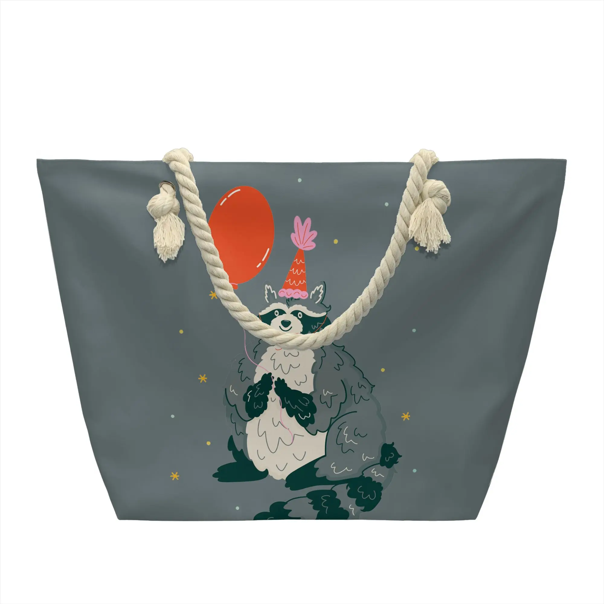 Jimothy Raccoon Grocery Shopping Bag Cute Printed Canvas Shopper Tote Shoulder Bag Large Capacity Portable Funny Animal Handbag