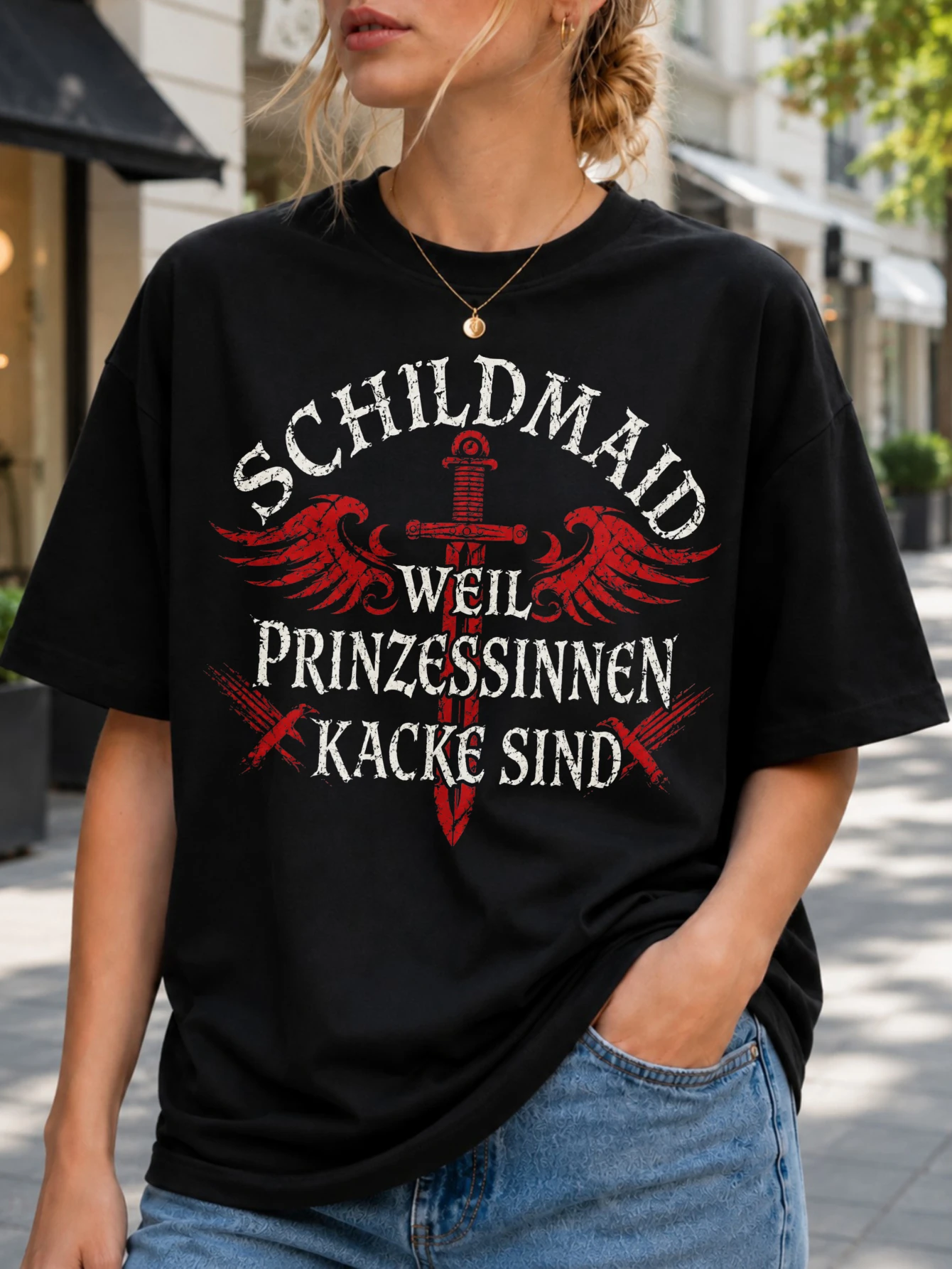 Smaid Weil Prinzessinnen Kacke Sind red wings and gothic German quote  and casual graphic style  Unisex All T-Shirt