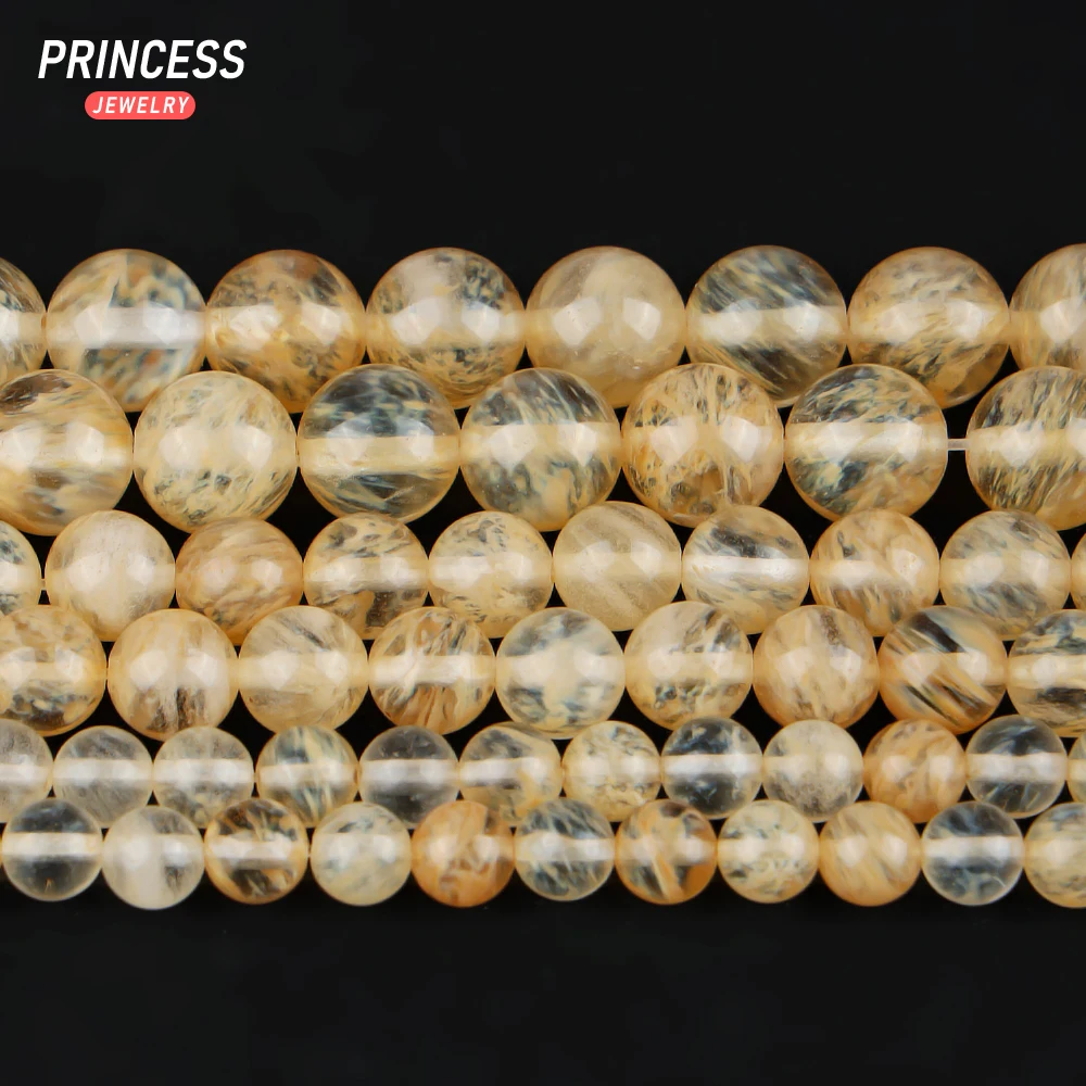 A++ Natural Citrine Yellow Watermelon Quartz Loose Beads for Jewelry Making Bracelet Stone Beads DIY Accessorie 4 6 8 10 12mm