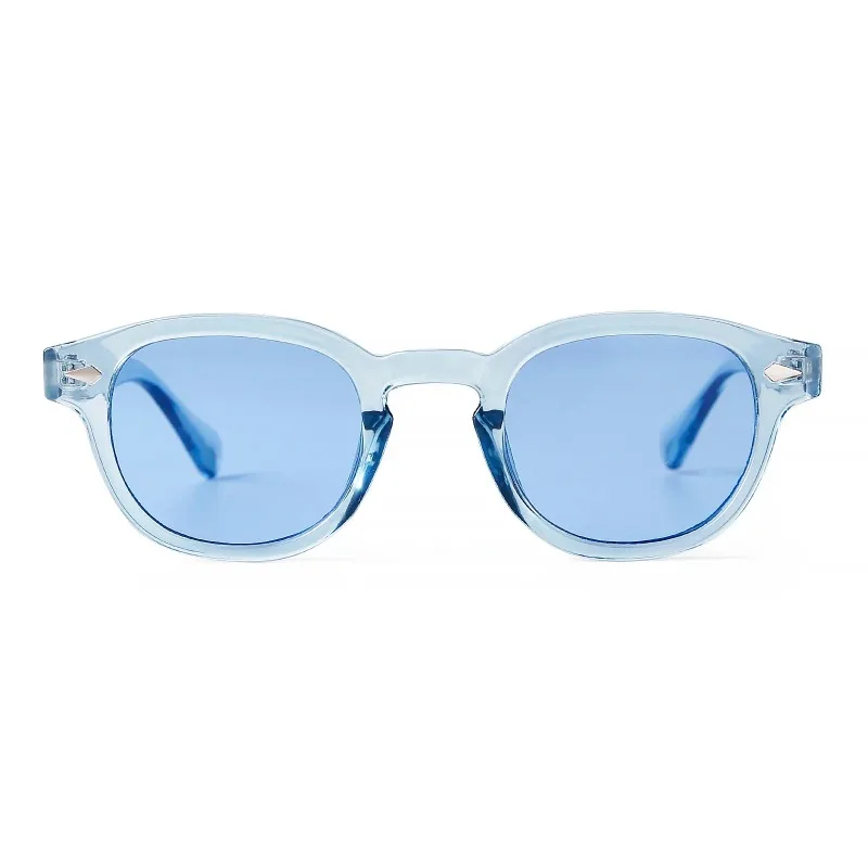 Fashion Transparent Blue Round Sunglasses Women Men Retro Rivet Shades Small Square Sun Glasses UV400 Eyewear view 2