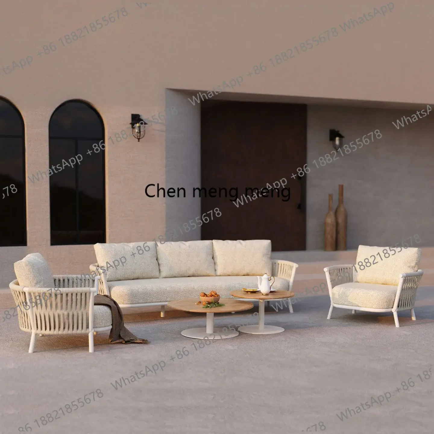 Q181 Outdoor rattan sofa aluminum alloy courtyard leisure outdoor garden waterproof and sunscreen hotel B & B