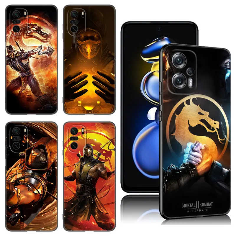 Mortal Kombat Black Silicone Phone Case For Xiaomi POCO X3 X4 NFC F5 M3 M4 M6 X5 X6 Pro F3 F4 GT 5G C55 C65 M5