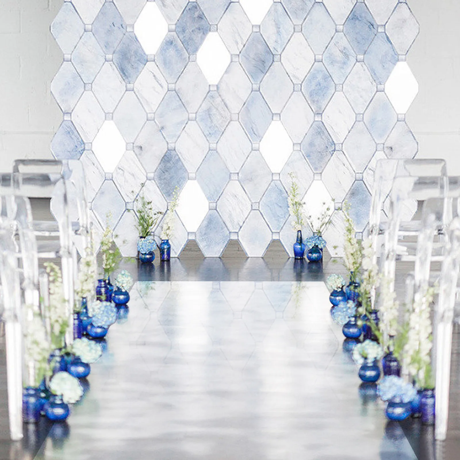 65FT x 3FT Silver Mirrored Floor Wedding Aisle Runner, Carpet for Party, Birthday, Banquet, Restaurant Decoration