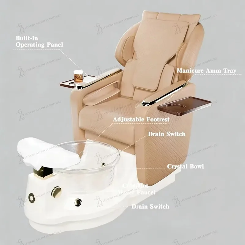 Luxury Modern Pedicure Chair Professional Throne Nail Manicure Foot Spa Pink White Electric For Salon With Massage Chair