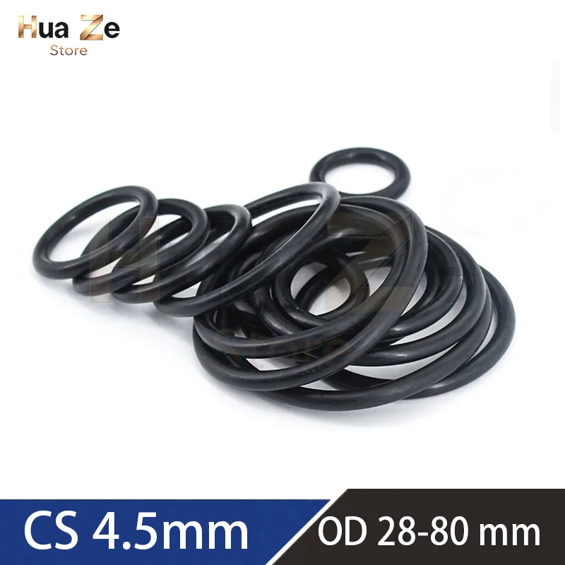 20 50 100pcs , CS 4.5mm OD 28 30 32 35 36 37 38 40 42 45 48-80mm,Black NBR O-Ring Seals Oil Resistant Round Gaskets Customizable