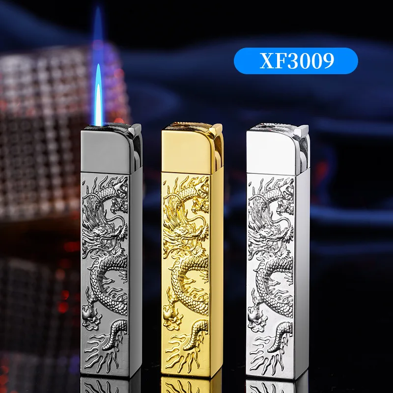 

Lighters Smoking Cigarette Accessories 3D Double-sided Relief Windproof Straight Punch Lighter Visual Air Window（NO GAS）