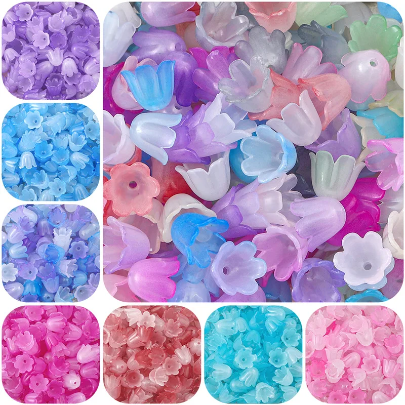 

50/100Pcs 8x10mm Colorful Flower Shape Acrylic Beads Loose Spacer Bead For Necklace Bracelet Earrings Making DIY Accessories