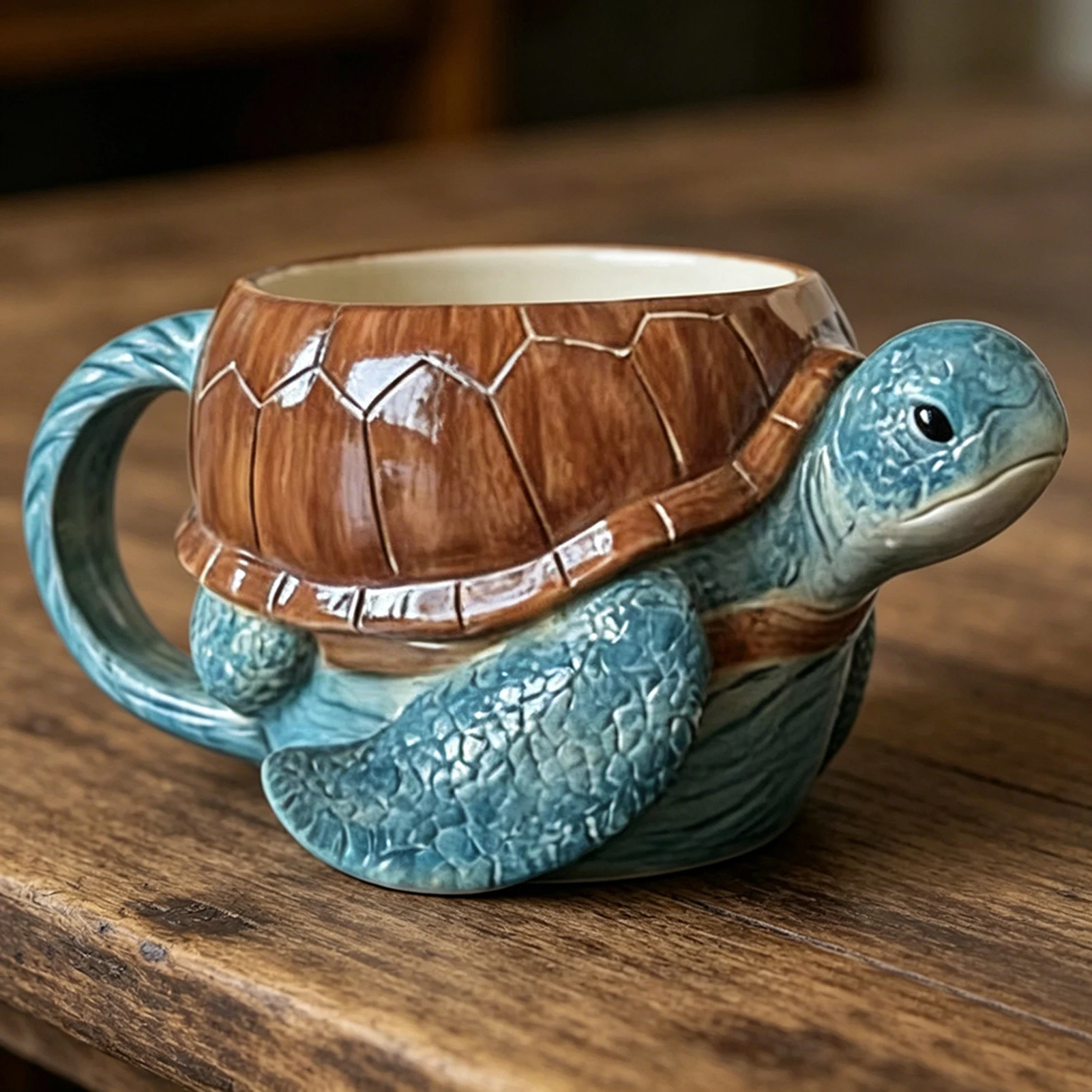 

Sea Turtles Coffee Mug 3d Ocean Themed Resin Cup With Stainless Steel Liner Unique Nautical Decorative Mug For Coffee Tea
