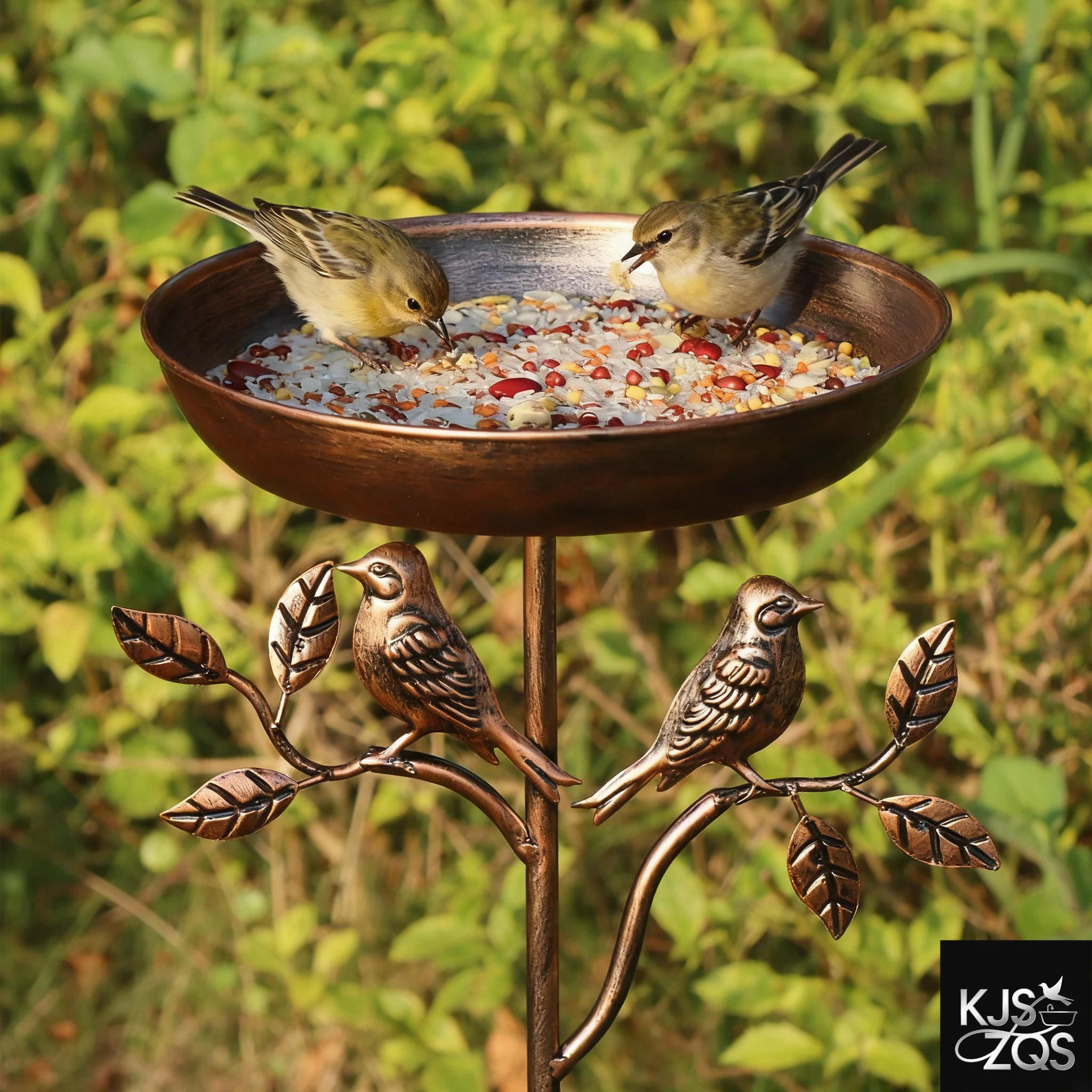A Vintage Copper-Colored Iron Bird Bath and Feeder, Dual-Purpose, Rust-Resistant for Outdoor Use, with 5 Stable Legs, Garden and Yard Decoration, Bird Drinking and Bathing Station, Easy to Clean, Classic Garden Decoration, Outdoor Decoration, Durable Handmade Product, Holiday Decoration/Outdoor Bird Feeder/Basic Feeding Equipment/Outdoor Scene Decoration
