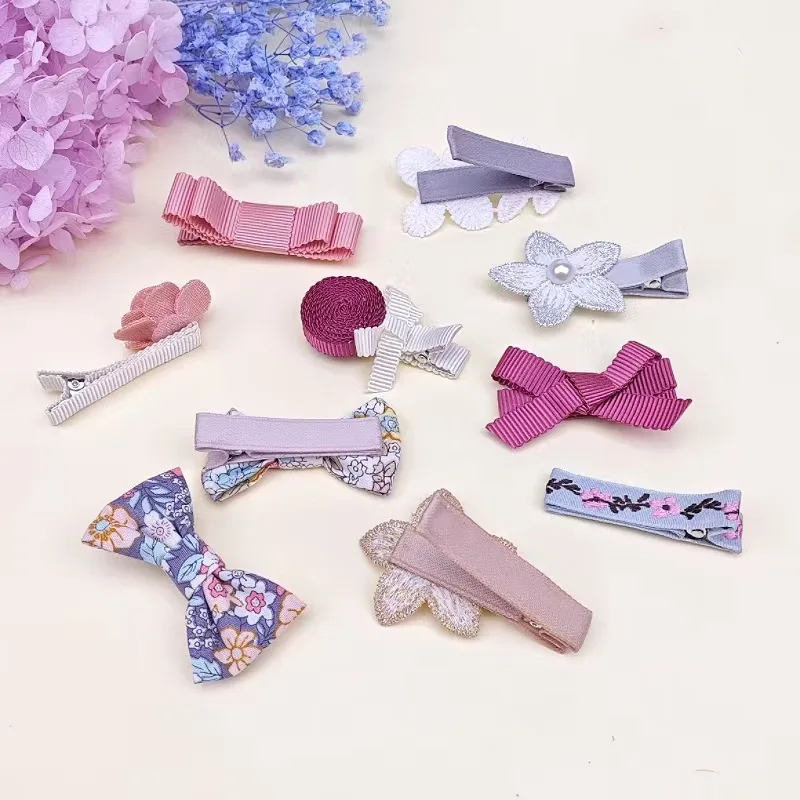 Children's Bow Hair Clip Japan Korean Girl Flower Hair Clip Set Korean Style Lace Pearl Hair Clip Baby Accessories Baby Headband