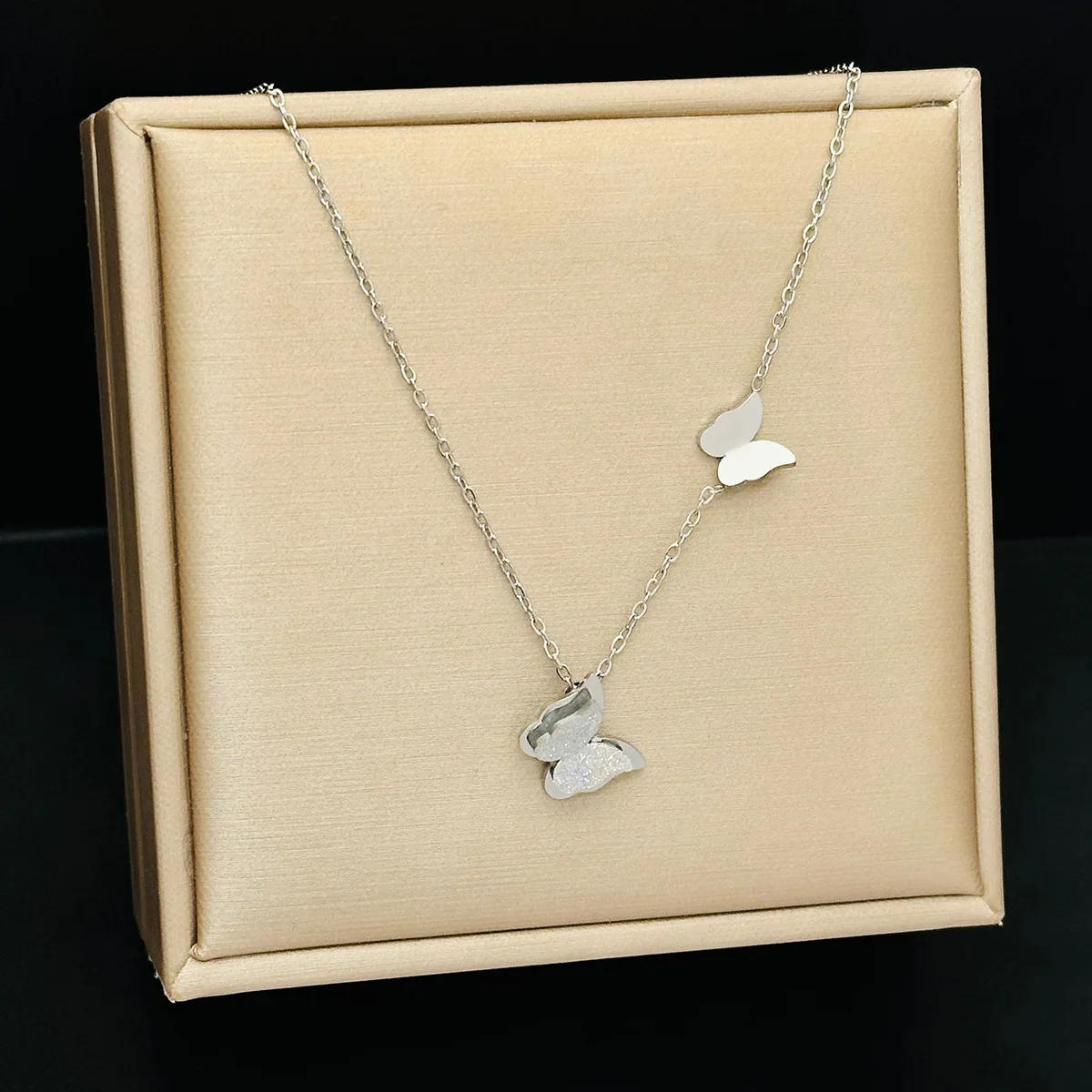 316L Stainless Steel New Fashion Jewelry Double-layer Butterfly Choker Necklaces Pendants For Women