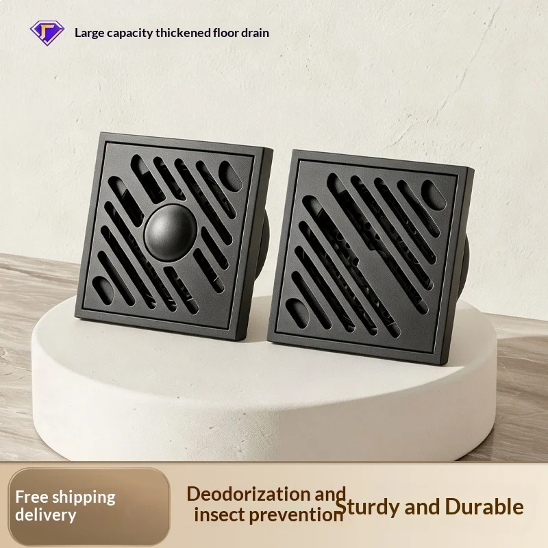 Gun Gray Floor Drain Large Flow Stainless Steel Bathroom Anti Odor for Washing Machine