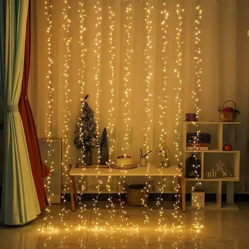Curtain string , LED starry sky copper wire Christmas wreath decorative lights courtyard ambient lighting