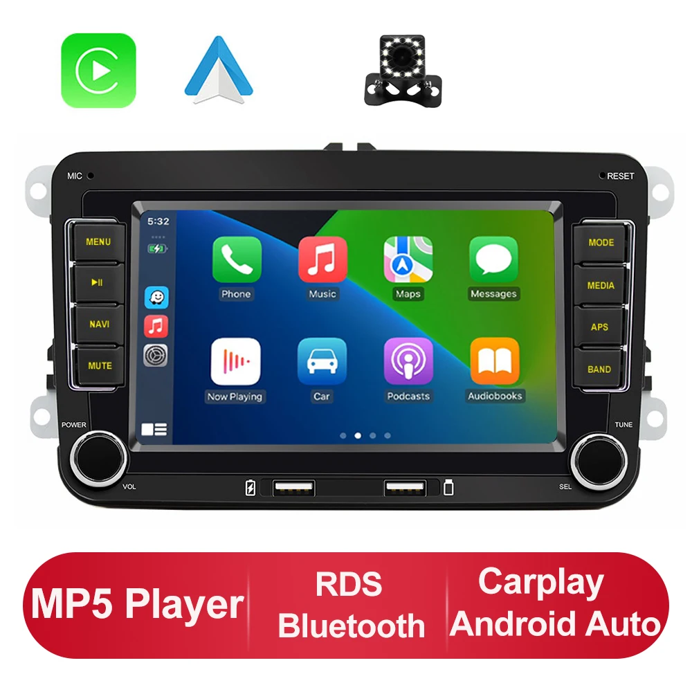 Draadloze CarPlay Android Auto Voor VW MP5 Systeem 7 inch Autoradio MP5 USB FM/AM RCA RDS Autoradio autoradio Multimedia Speler - afbeelding 1