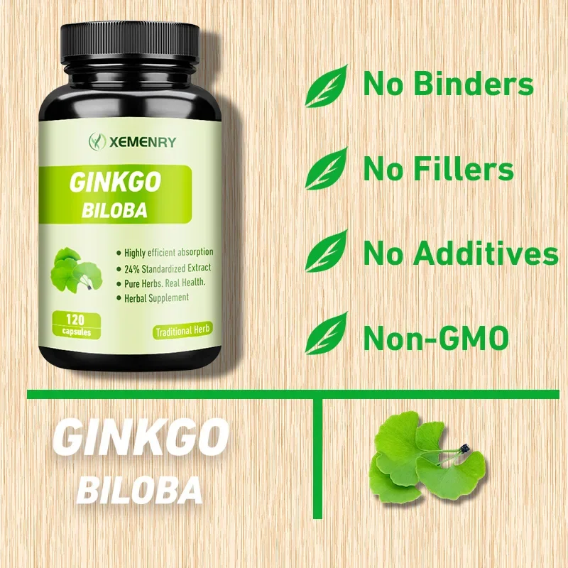 Ginkgo Biloba Capsules - Brain Health, Help Keeps Alert and Sharp, Improving Concentration & Memory