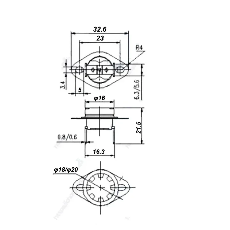 Controlador de temperatura de 40-250 grados, interruptor de control de cerámica, cierre Normal, 250V, 16A