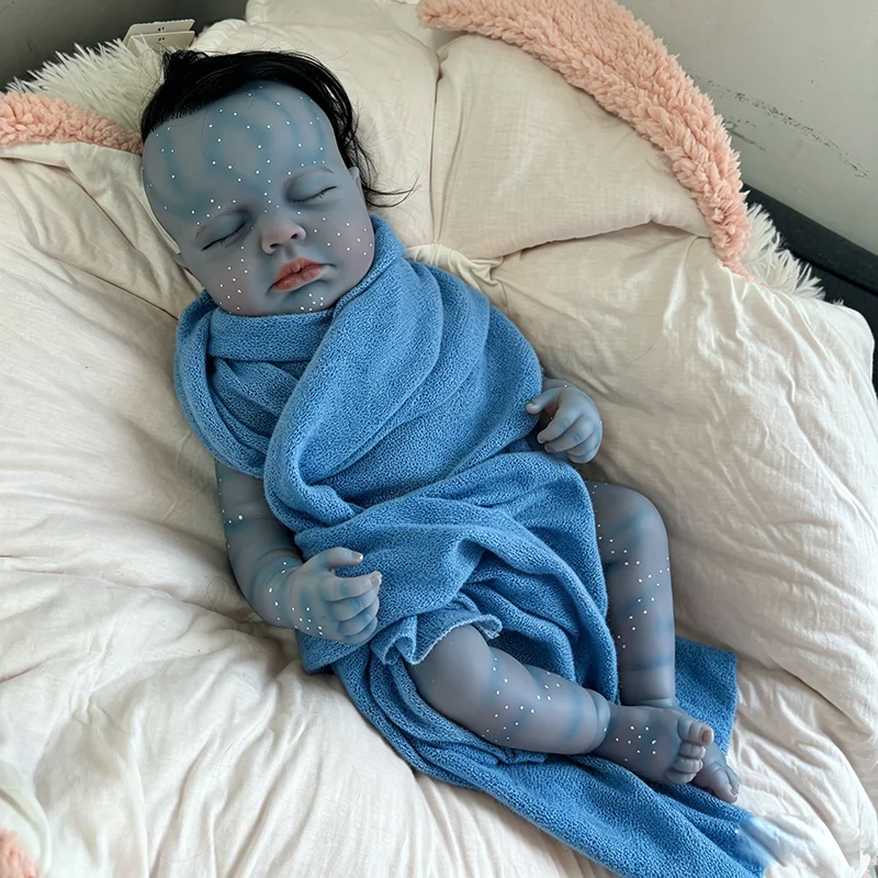 

Кукла Reborn Loulou, 48 см, полностью виниловая, с мягким на ощупь 3D-телом, голубой кожей, для самостоятельной сборки (без одеяла, без одежды)