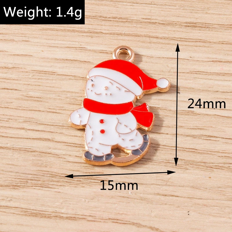 10 stücke mischen niedlichen Emaille Weihnachts baum Schneemann Santa Claus Charms Anhänger für Schmuck machen DIY Ohrringe Halsketten Handwerk liefern – Detail 25