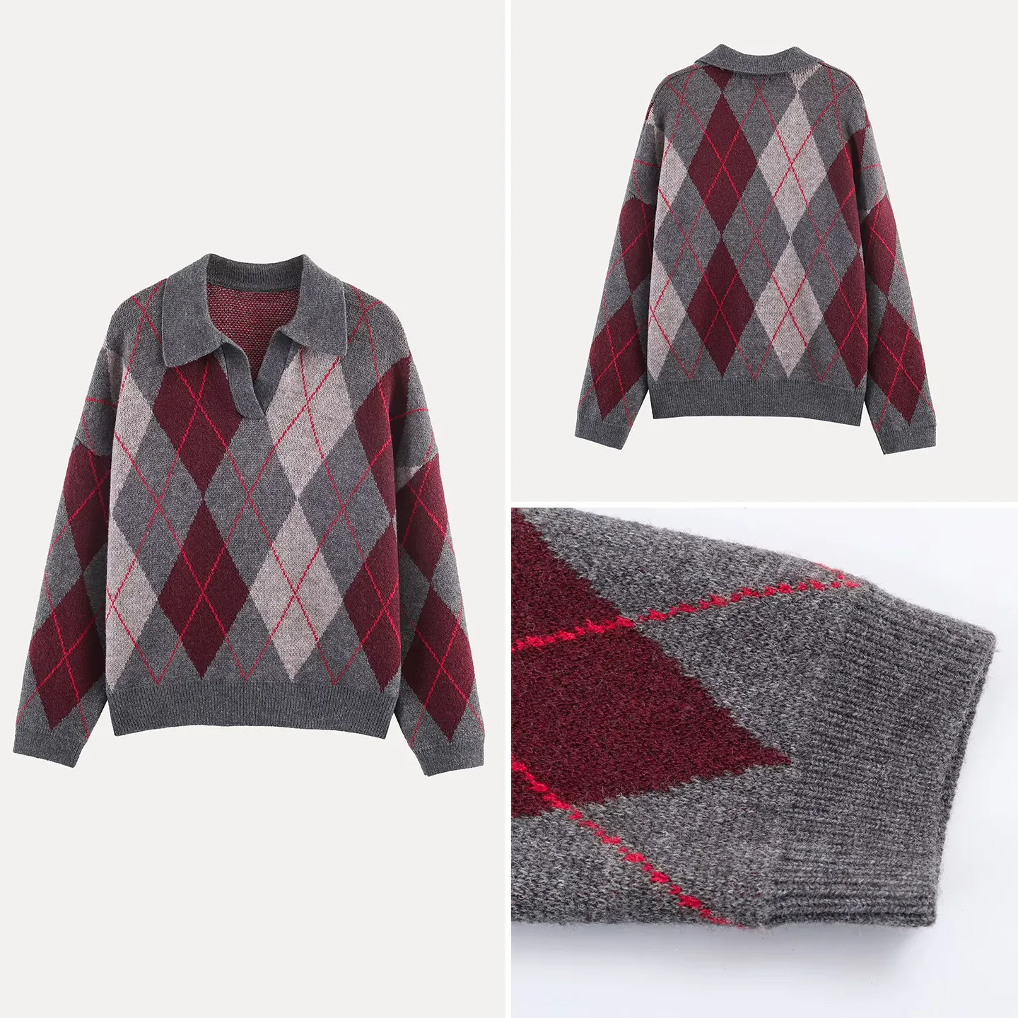 

Свободный вязаный пуловер с длинными рукавами для женщин, весенняя мода 2026, ультрасвободный трикотаж для повседневной носки и офиса