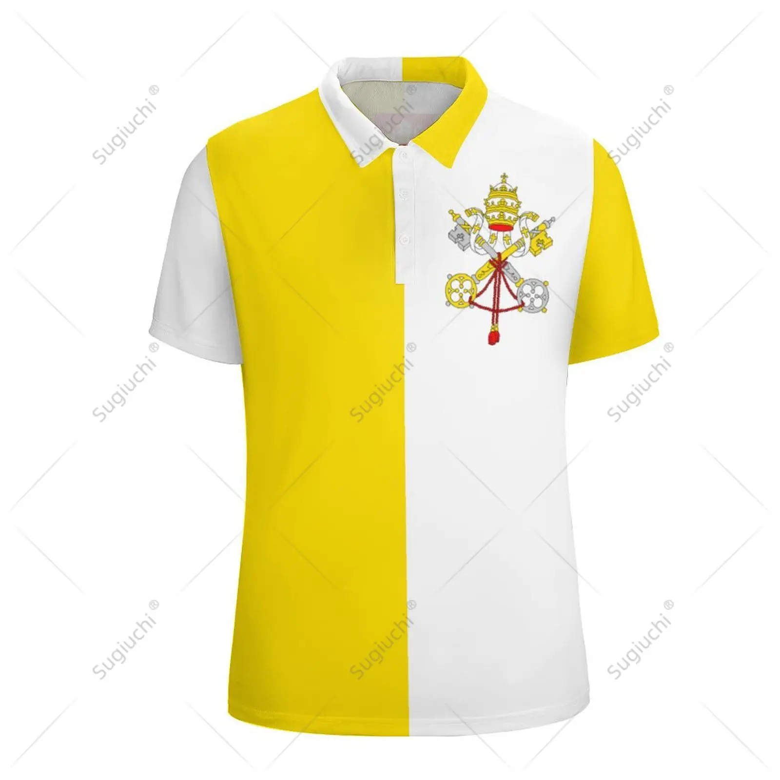 Unisex Polo Shirt Vatican City Flag 3D Print Man Polo Fashion Clothing Tracksuits Short Sleeves