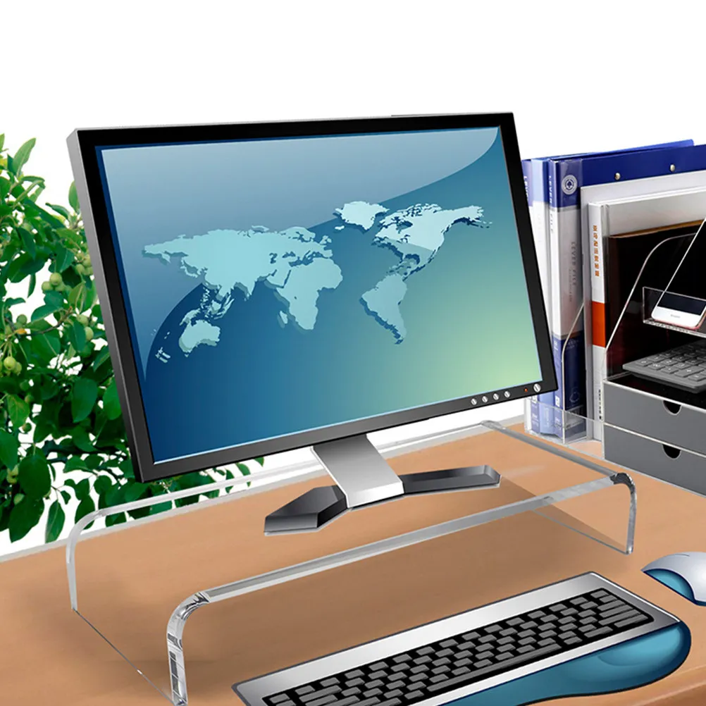 

Acrylic Desktop Monitor Stand Riser for Computer Laptop Elevated Shelf Office Desk Organizer Smooth Finish Scratch Resistant