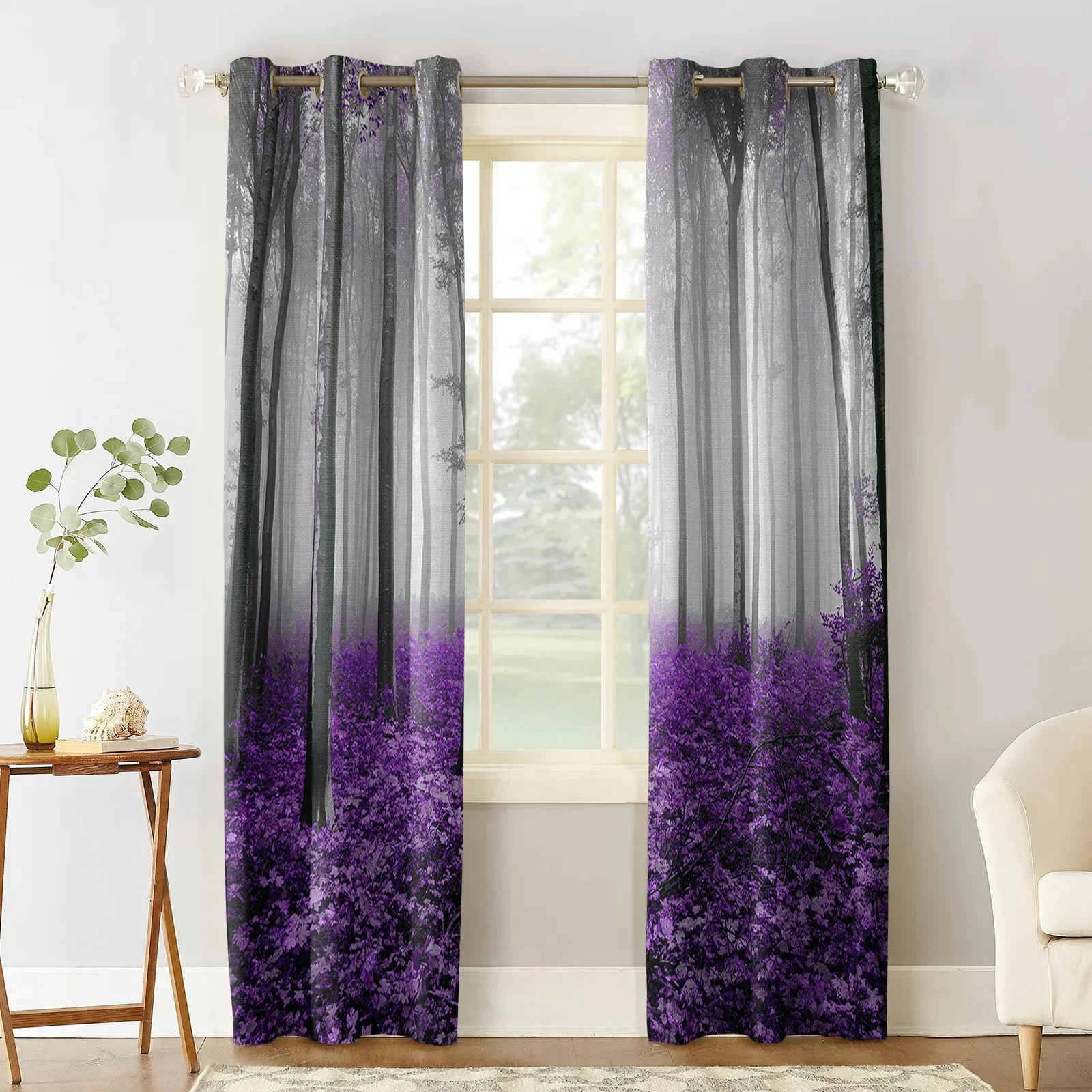 Maple Leaves Woods Magic Wild Tree Purple Curtains Bedroom Curtains Living Room Curtains Living Room Luxury European Curtains