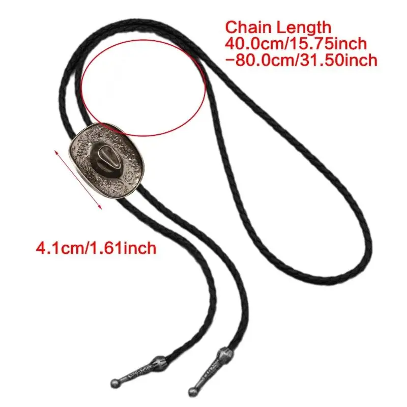 39BD Star geprägter Cowboyhut Anhänger Halskette Weiche Pu Cord Bolo Krawatten -Mode -Krawatte für Freizeit- und Party -Outfits