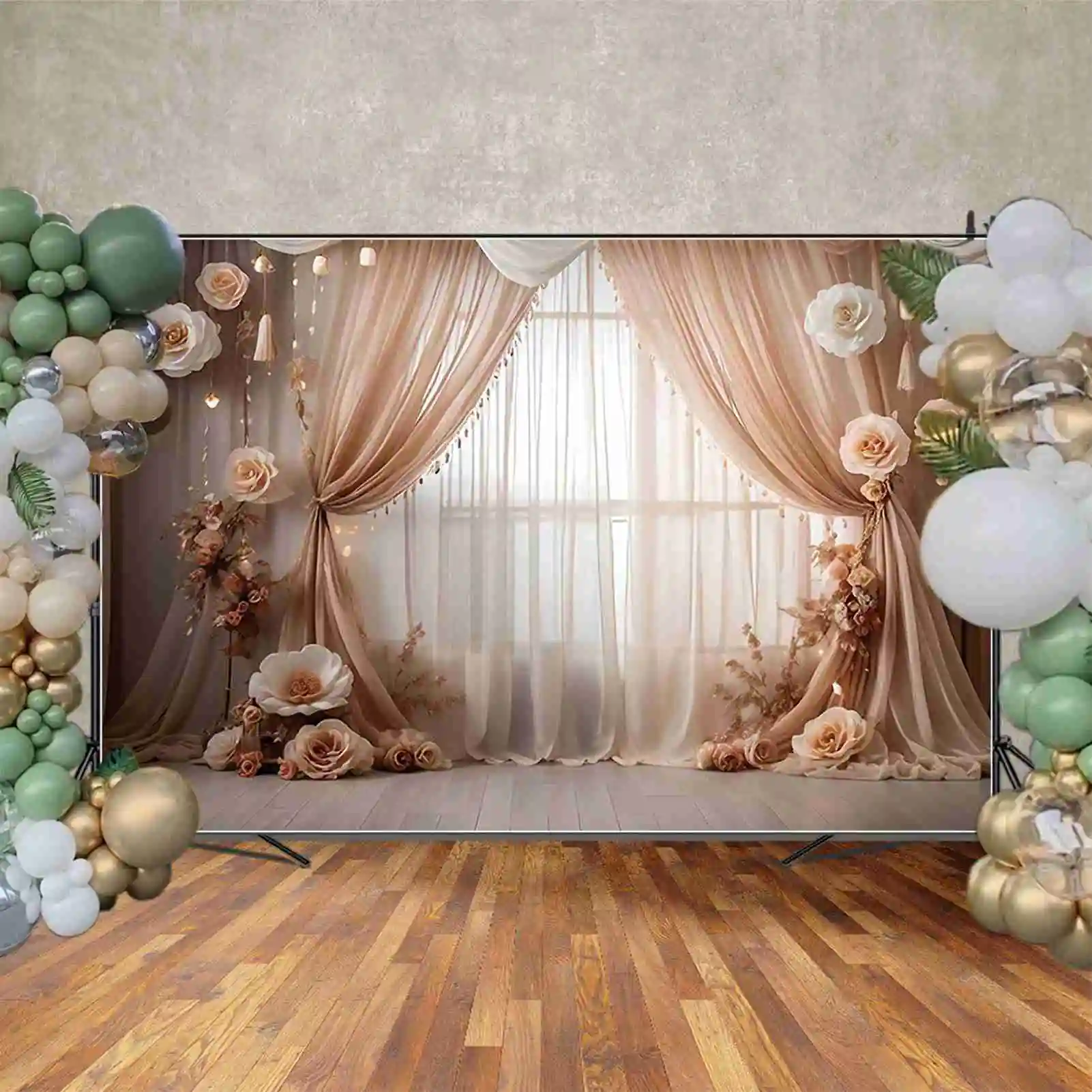 Богемный белый фон для дня рождения MOON.QG, драпированные тканевые фоны для стен с цветочным рисунком для девочек, Оригинальное оформление
