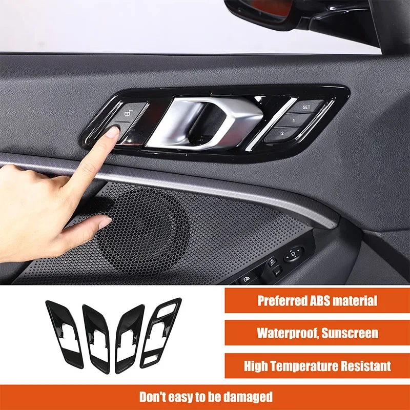 

For BMW 1 2 Series F40 F44 2020-2024 ABS Carbon Fiber Inner Door Handle Frame Cover Stickers Trim Car Accessories