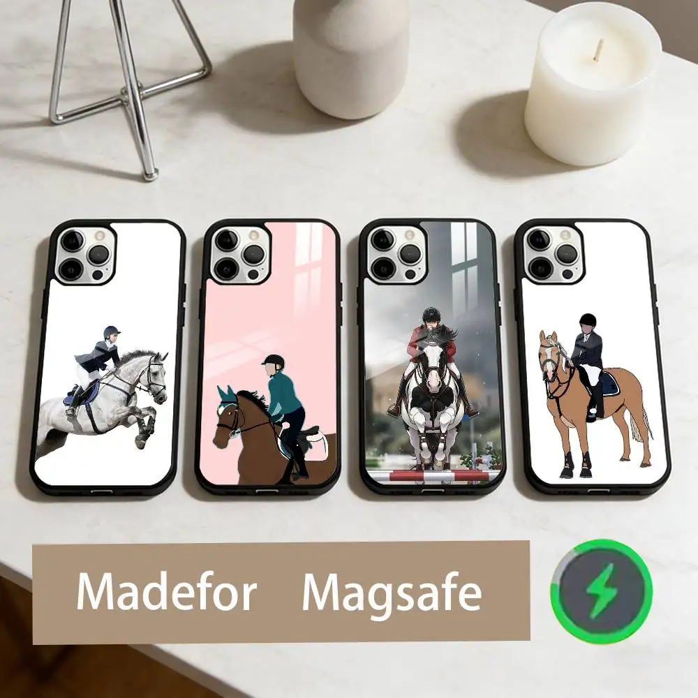 

H-Horse riding Phone Case For iPhone17,16,15,14,13,12,11 Plus,Pro Max Magnetic For Magsafe Wireless Charging
