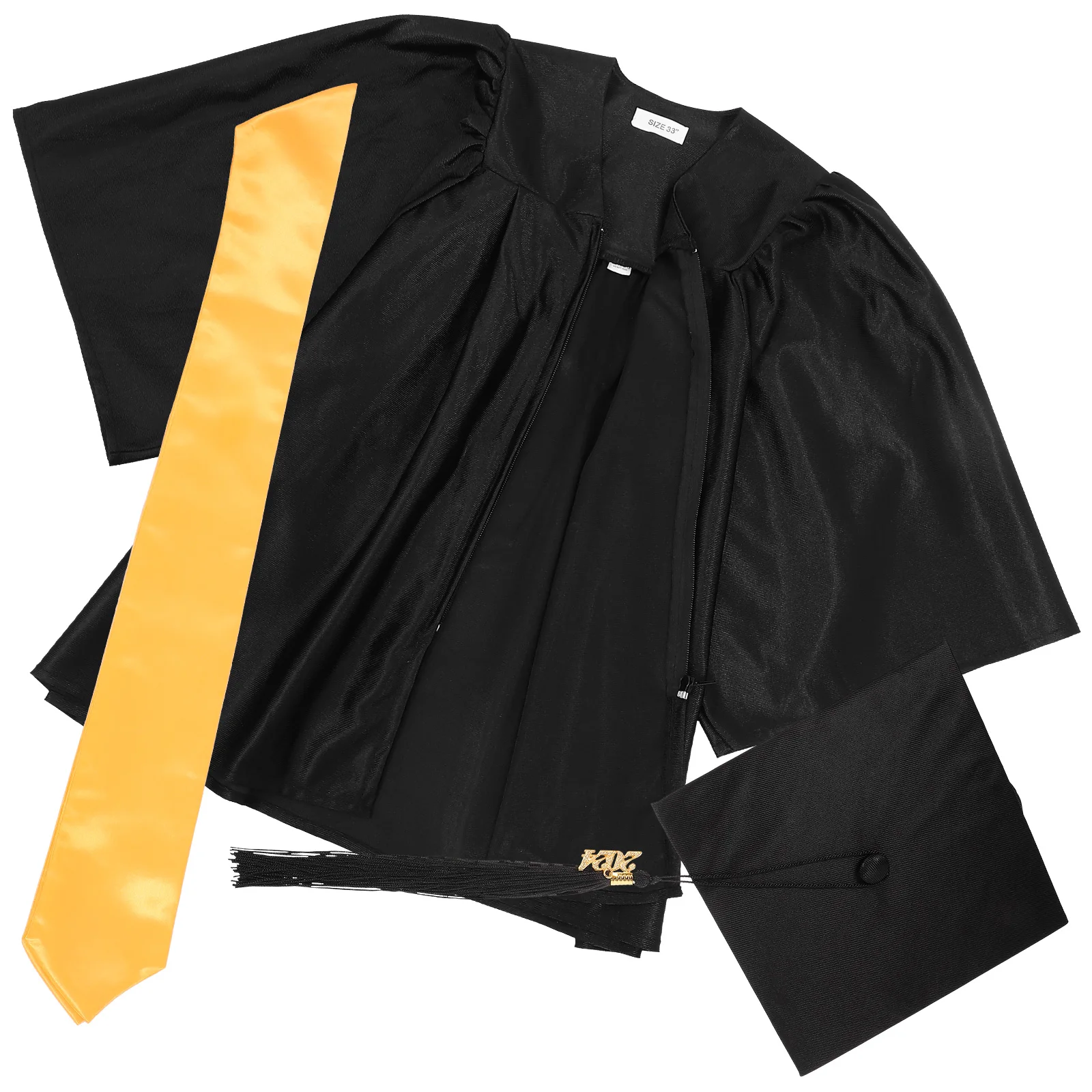 

Graduation Gown Cap Set 2024 Kids Blue Sash School Ceremony Clothes Polyester Durability Pleating Zipper Hat Pendant