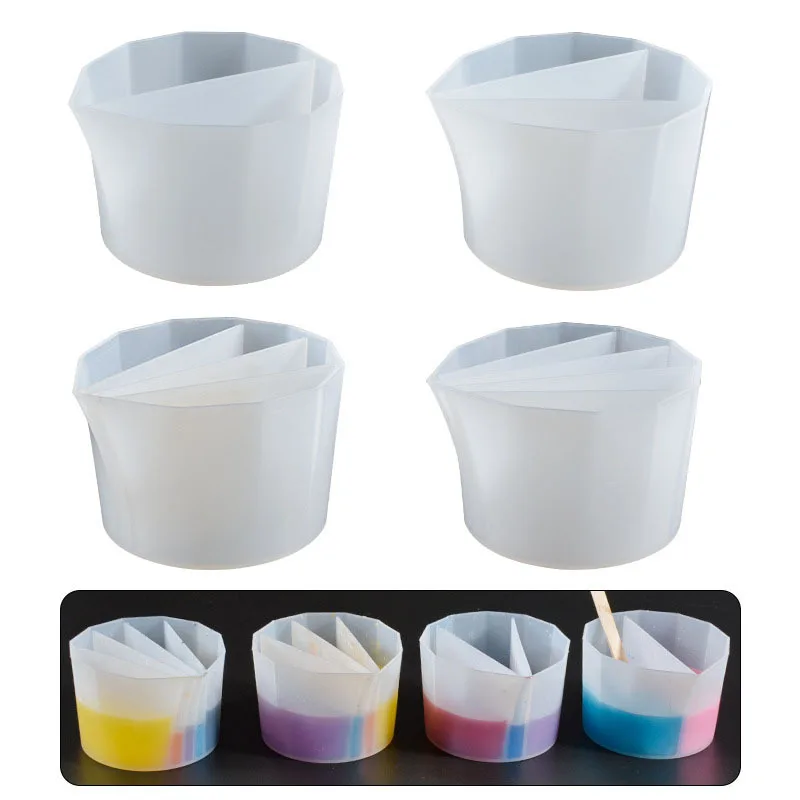 Reusable Silicone Paint Pouring Cups - Set of 3 with Dividers for Acrylic Fluid Art