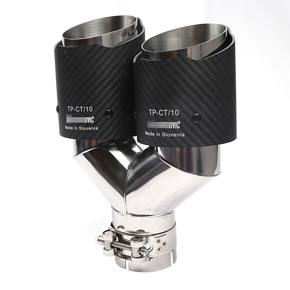 

Y-Type Dual Exhaust Tips 63mm Inlet/89mm Outlet Matte Carbon Fiber & Stainless Steel Twins Exhaust Muffler Pipe Factory Direct
