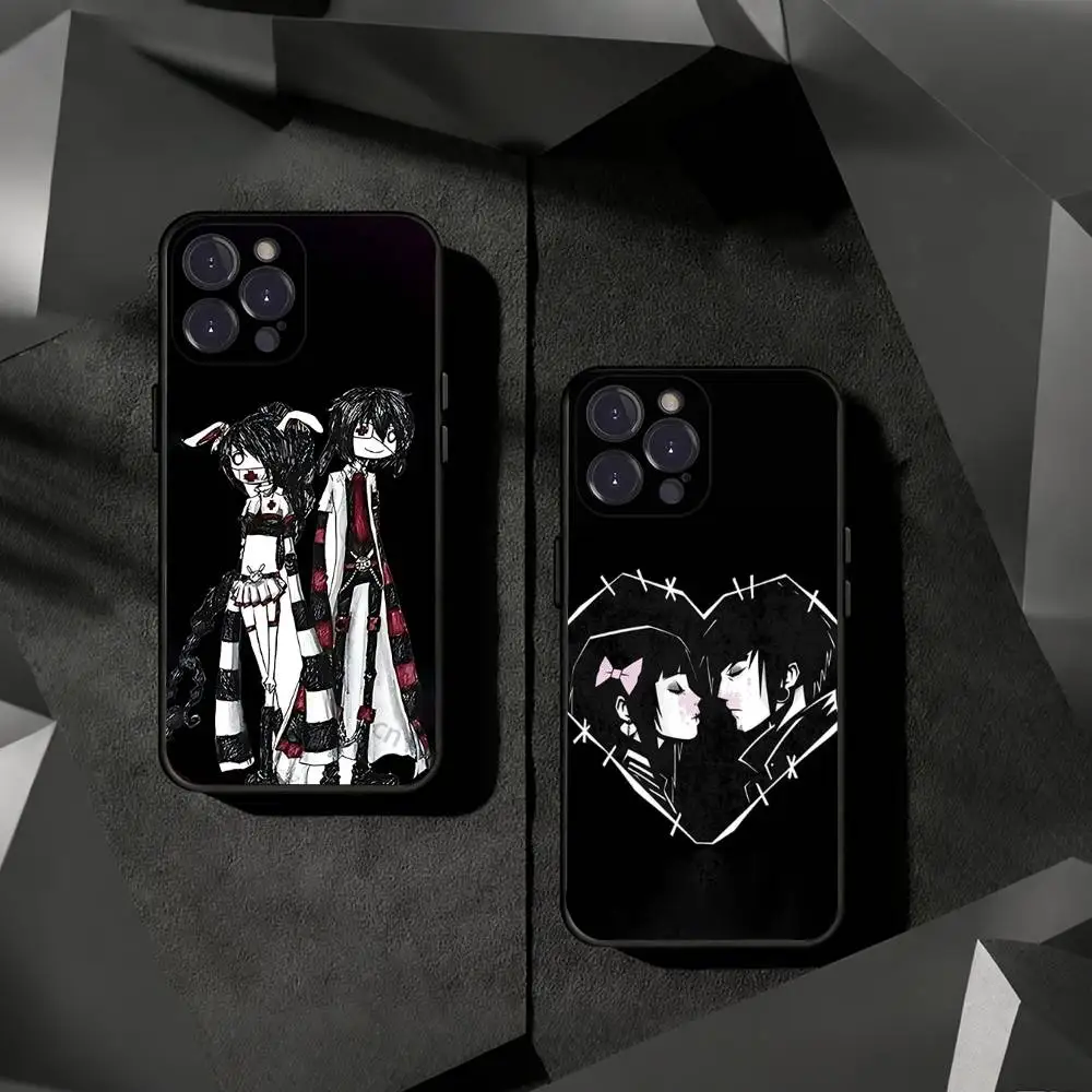 

Love Black and Cute Emo Phone Cases For iPhone 17 16 15 14 13 12 11 Pro Max Plus Luxury Camera Protection Plastic