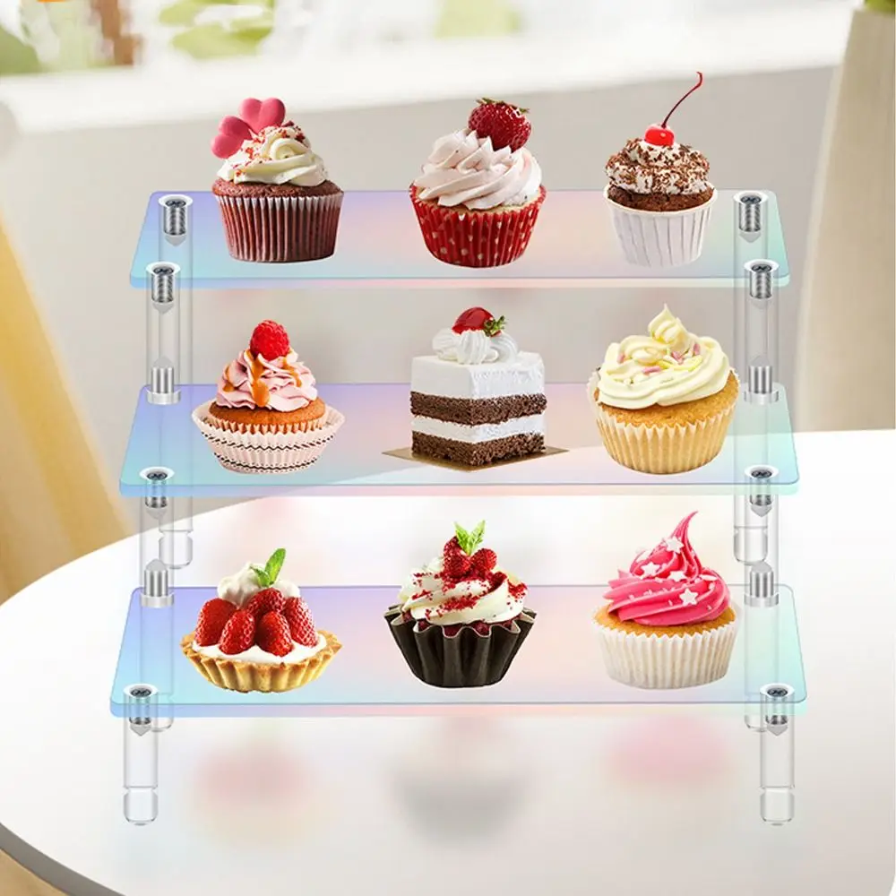 1-3 Tier Display Risers Stand Durable Multipurpose Iridescent Clear Display Rack Acrylic Storage Rack Figures Collectibles