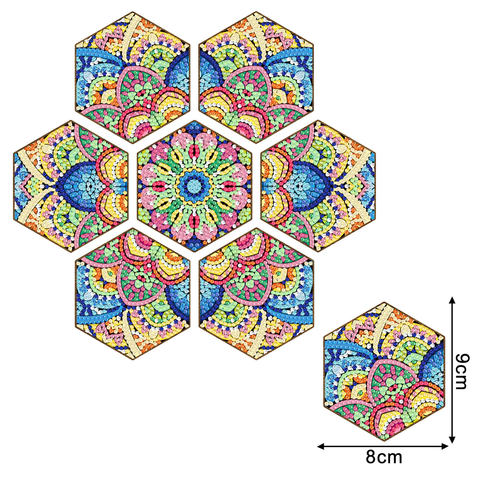 7 sztuk/zestaw DIY diamentowe malowanie Mandala Coaster drewniana podkładka DIY diamentowa sztuka malowanie kubek mata prezent